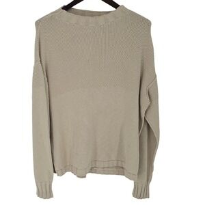 JAMES STREET Knit Sweater Oatmeal Tan Textured Crew Neck Casual Small Cozy
